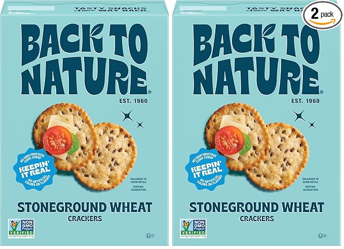 Back to Nature - Stoneground Wheat Crackers - Made with Wholesome Ingredients like Whole Grains and Flax Seed - Non-GMO - 5 Ounce (Pack of 2)