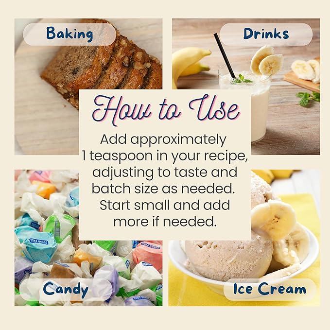 Natural Banana Extract - 2 oz - Water-Soluble - By Harvest Moon Delights - Banana Extract for Baking, Ice Cream, Drinks, and Candy - Sugar Free