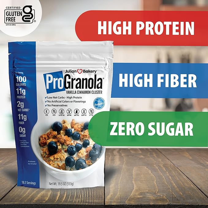 Julian Bakery ProGranola Cereal | Vanilla Cinnamon | 12g Protein | Paleo | 2 Net Carbs | Gluten-Free | Grain-Free | 2 Pack