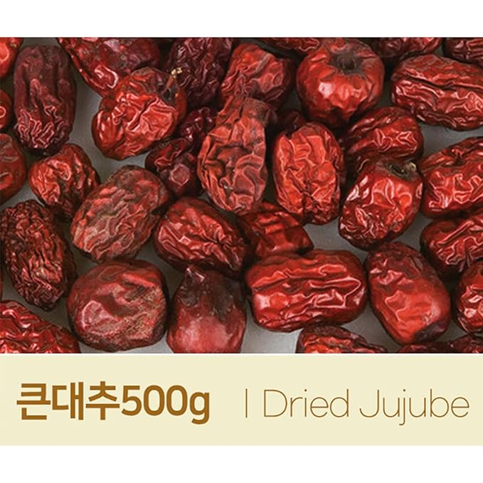 GAGOPA Dried Jujube Fruit ??100% Korean Red Dates, Naturally Sweet Flavor, Caffeine-Free Herbal Infusion, Great for Tea, Soups & Samgyetang, 500g Bulk Pack