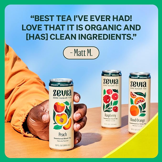 Zevia Organic Sugar Free Iced Tea, Green Tea Tropical Pineapple, 12 Ounces (Pack of 12)