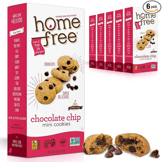 Homefree Treats You Can Trust Gluten Free Mini Cookies, Chocolate Chip, 5-Ounce (Pack of 6)