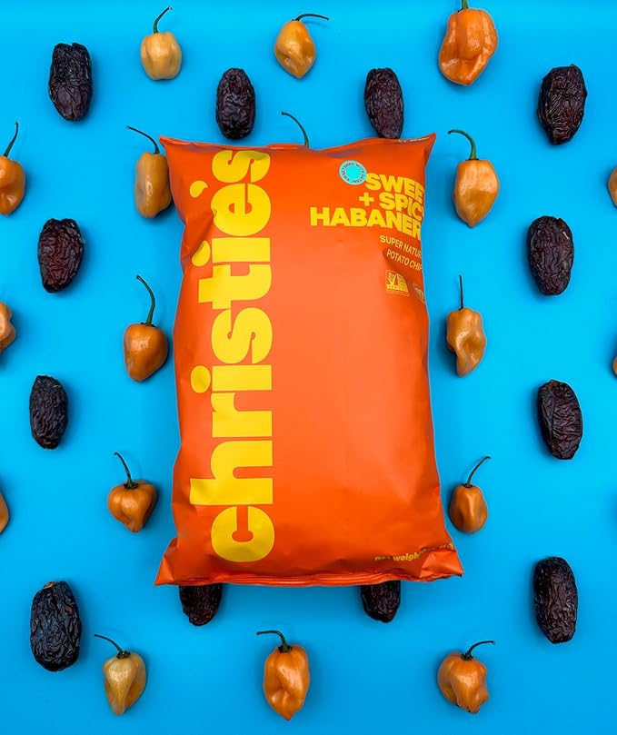 Christie's Chips Sweet & Spicy Habanero - Super Natural Potato Chips - Sweetened with Dates, No Refined Sugar, Vegan, Gluten-Free, All-Natural - Bold, Spicy Kick - 100% Plant-Based - 5 oz - 6 Pack