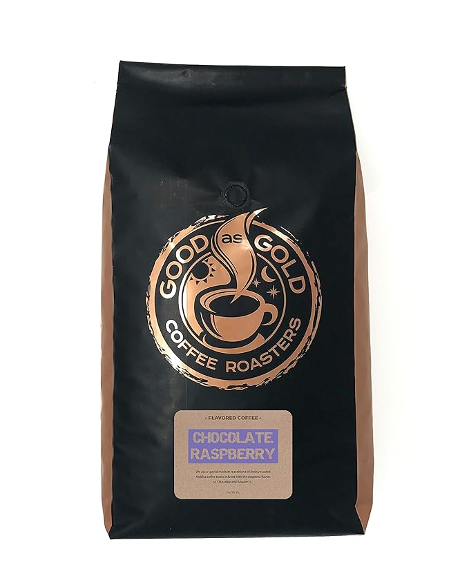 Good As Gold Coffee Roasters - Chocolate Raspberry Whole Bean Coffee, 5 Pound Bag