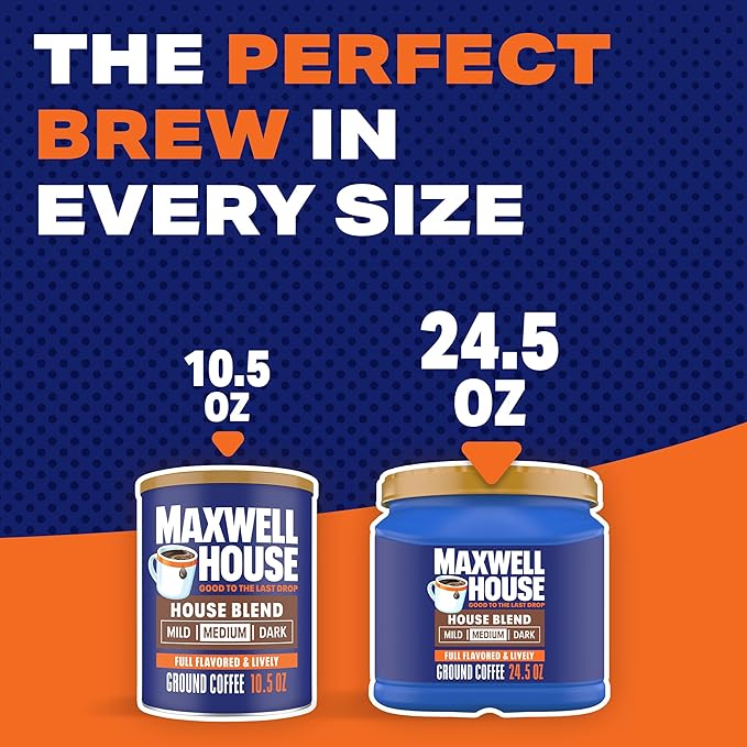 Maxwell House House Blend Medium Roast Ground Coffee, 24.5 oz Canister
