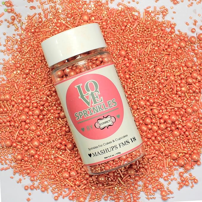 Confect Sprinkles for Cake & Cupcake Decorating ??Rose Gold Sprinkles Bottle | Perfect for Wedding, Birthday, & Cookies & Baking Decoration- Vegan, Gluten-Free, Nut-Free, Soy-Free, Dairy-Free, Palm Oil-Free- 4.2 Oz
