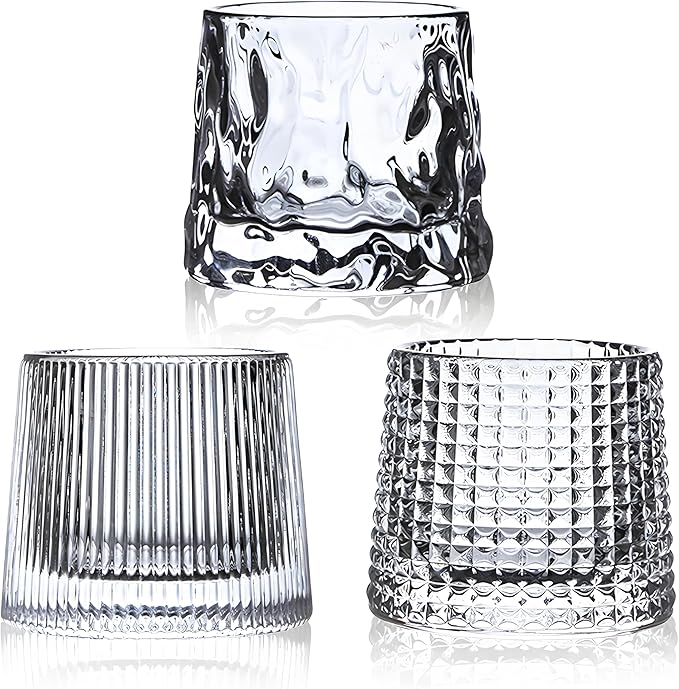 Flat bottom Crystal Whiskey Glasses, Small 5OZ Scotch Glasses Set of 3, Old Fashioned Glasses,Heavy Bottom Rocks Glasses for Drinking Bourbon, Rock,Cocktails竊늆mall Sizeç«?,<div>