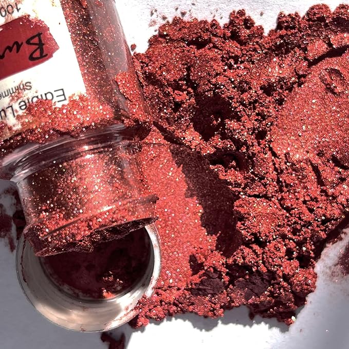 Burgundy Luster Dust Edible for Cakes Cocktails ??10g Colaele Edible Shimmering Dust for Chocolates, Metallic Food Coloring Powder for Cake Decorating Edible Glitter for Drinks, No Gluten,Vegan