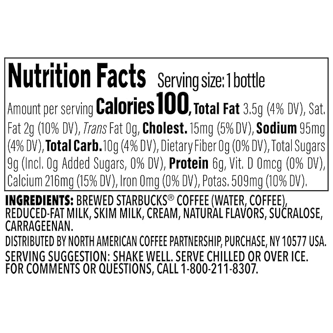Starbucks Frappuccino Lite, Creamy Vanilla Gelato, 9.5 Fl Oz Bottles (Pack of 12)