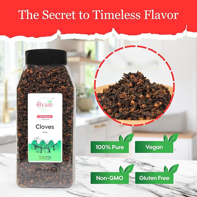 Byait Whole Cloves 13 Oz, Premium Clove Spice for Cooking, Baking, Clove Tea, Potpourri, Food Aromatic, Richly Flavored Spice
