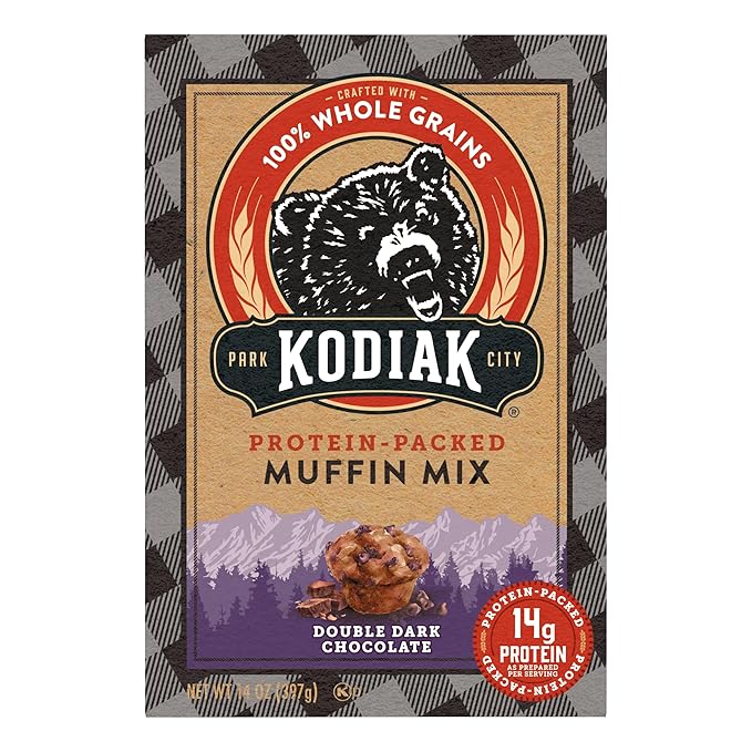Kodiak Cakes Power Bake Muffin Mix, Double Dark Chocolate, 14 Ounce (Pack of 6)