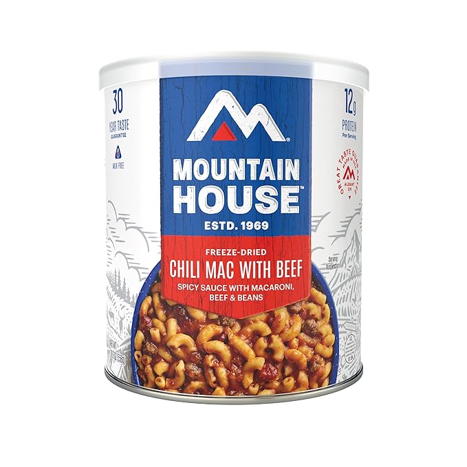 Mountain House Chili Mac with Beef & Freeze-Dried Food for Camping, 10 Servings, 30-Year Shelf-Life
