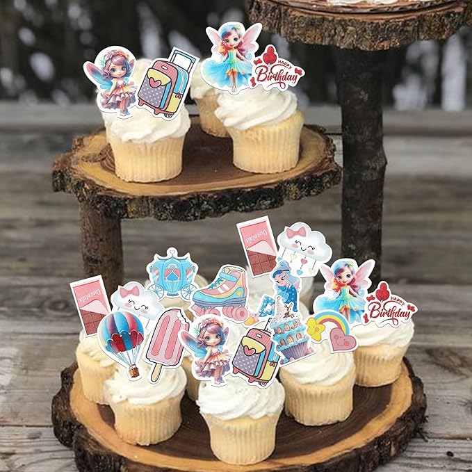72 Pack Edible Fairy Cupcake Toppers Happy Birthday Party Angel Fairy Cupcake Picks Wing Angel Fairy Cake Decorations Party Supplies