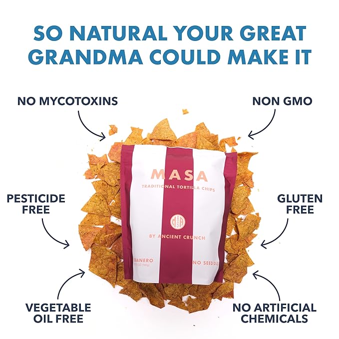 MASA Chips - Cobanero Tortilla Chips - Handmade Corn Tortillas - Spicy Chips & Snacks - Naturally Grown Yellow Corn, Made with Grass Fed Tallow, Sea Salt, Chili- 6 Pack 5 Ounce Each