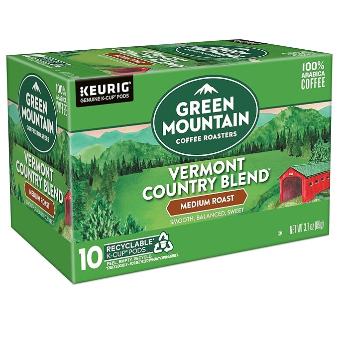 Green Mountain Coffee Roasters Vermont Country Blend Keurig Single-Serve K-Cup Pods, Medium Roast Coffee, 60 Count (6 Packs of 10)