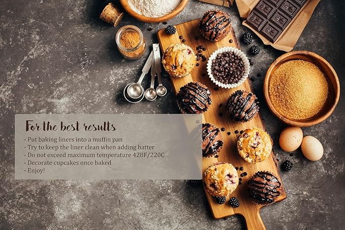 SimpleGood Blue Check Medium Size Tulip Baking Cups Cupcake Liners Muffin Liners Greaseproof Paper 100
