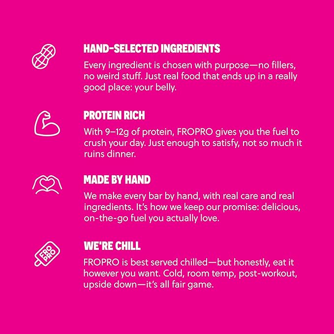 FROPRO Plant Protein Snack Bars - Plant Based Protein Bars, All-Natural, Gluten, Dairy, & Soy Free, High Protein Bars with Low Calories | Birthday Cake, 12 Pack