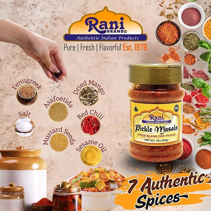 Rani Pickle (Achar) Masala Indian Spice Blend 3oz (85g) PET Jar ~ All Natural | Vegan | Gluten Friendly | NON-GMO | No colors | Indian Origin
