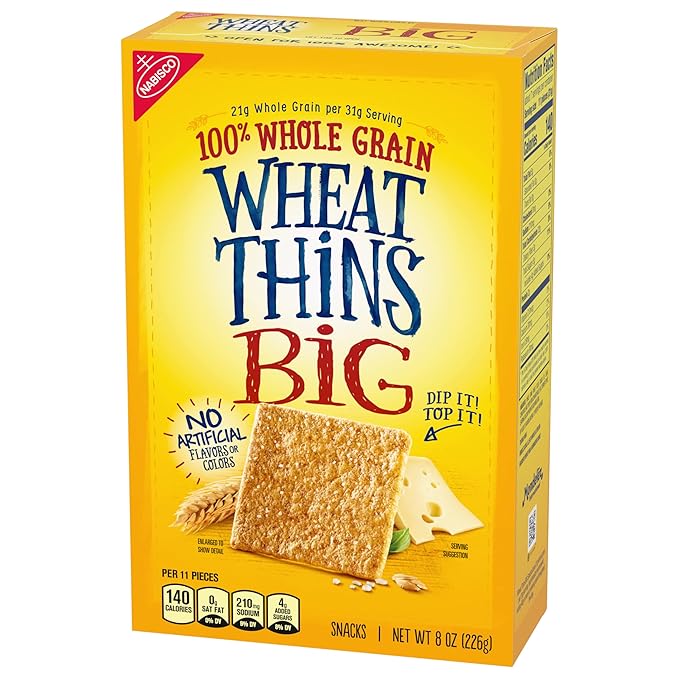 Wheat Thins BIG Snacks, Whole Grain Wheat Crackers, Bulk Snack Crackers, 6 - 8 oz Boxes
