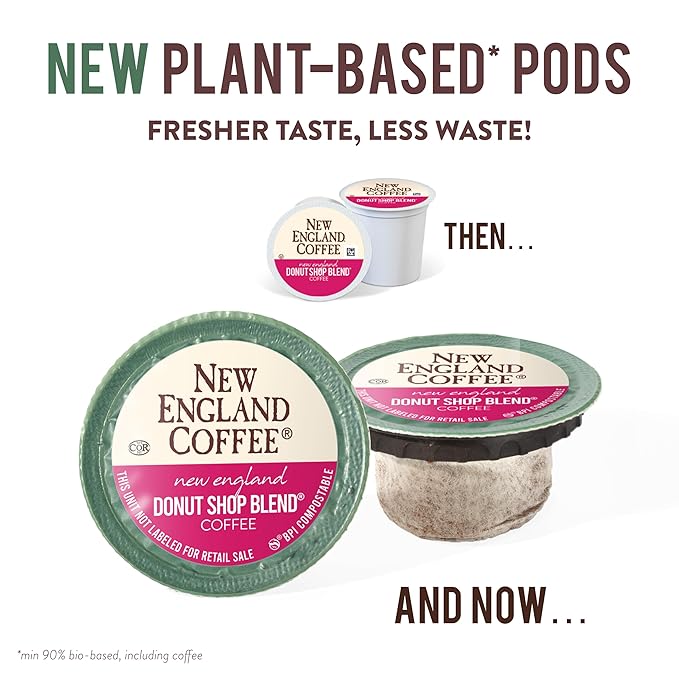 New England Coffee Donut Shop Blend Light Roast Single Serve Pods, 12ct Box (Pack of 1)