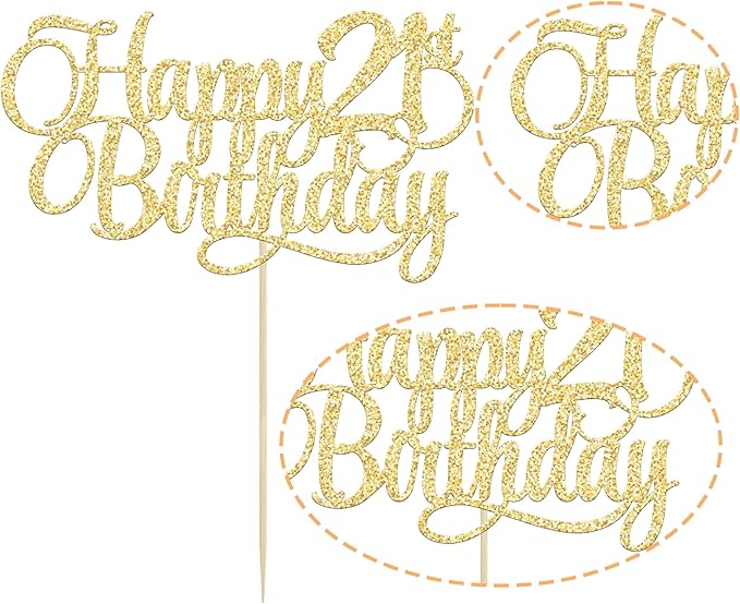 1 Pack Happy 21st Birthday Cake Topper Glitter Number 21 Twenty One Years Old Birthday Cake Pick Decoration for Celebrating 21st Birthday Anniversary Party Supplies Gold