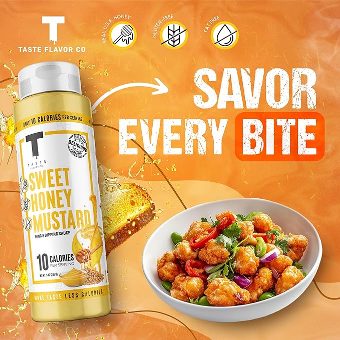 Taste Flavor Co. Grilling, Dipping Sauce and Marinade, Great Tasting, Low-Calorie Sauces, Keto Friendly, No Oils (3 Pack, Sweet Honey Mustard)