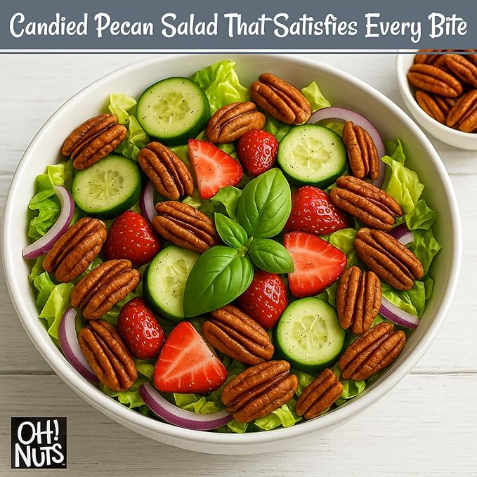 Oh! Nuts Pecans Dry Roasted Salted - All Natural Salted Pecans Halves - 2 lb Bulk Bag - Oil-Free Crunchy Snack