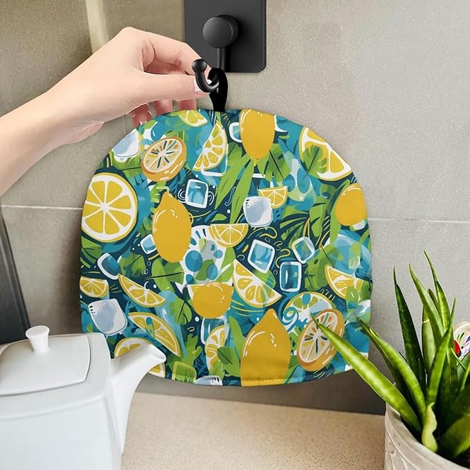 Lemon Insulated Tea Cosy Protector with Top Hanging Loop Dust Proof Kettle Cover Warm Keep Cozy Heat Resistant for Home Restaurant Kitchen Decor Cozies for Mug