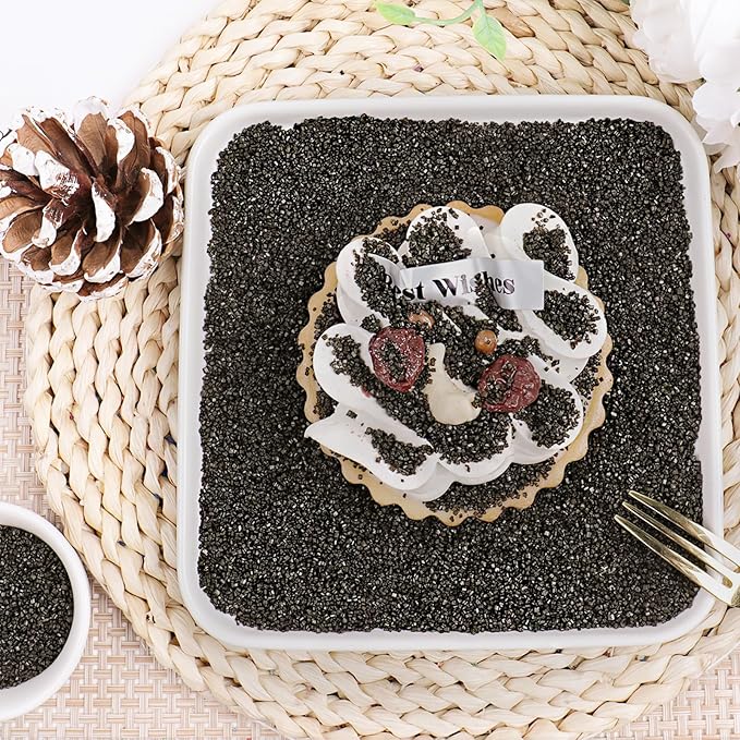 Black Sprinkles Sanding Sugar, 6.35 Oz Edible Sparkling Sugar Crystals for Baking Cookies Ice Cream Cupcake Cake Decorations