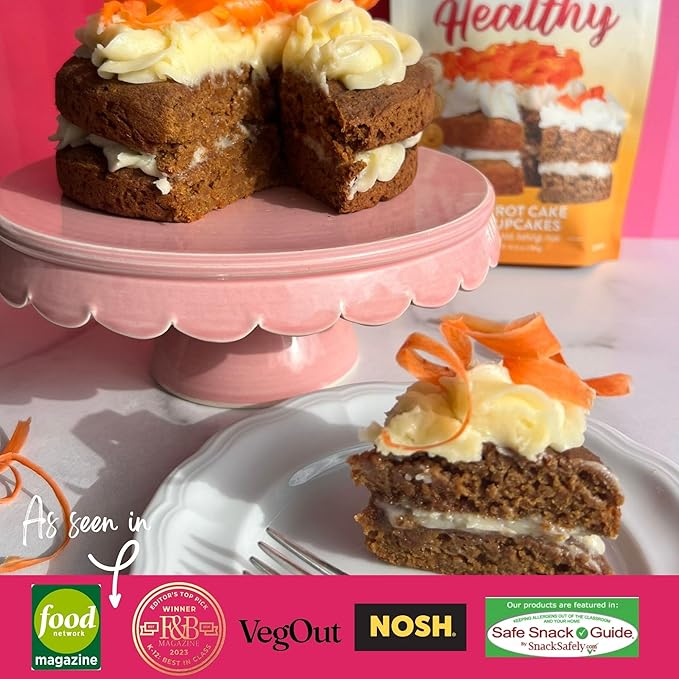 Bake Me Healthy Vegan and Gluten-Free Carrot Cake & Cupcake Mix, 11.9oz (337g) ??Dairy-Free, Egg-Free, Nut-Free, Plant-Based, Low Sugar, Allergy-Friendly, Easy to Bake, Made with Upcycled Ingredients