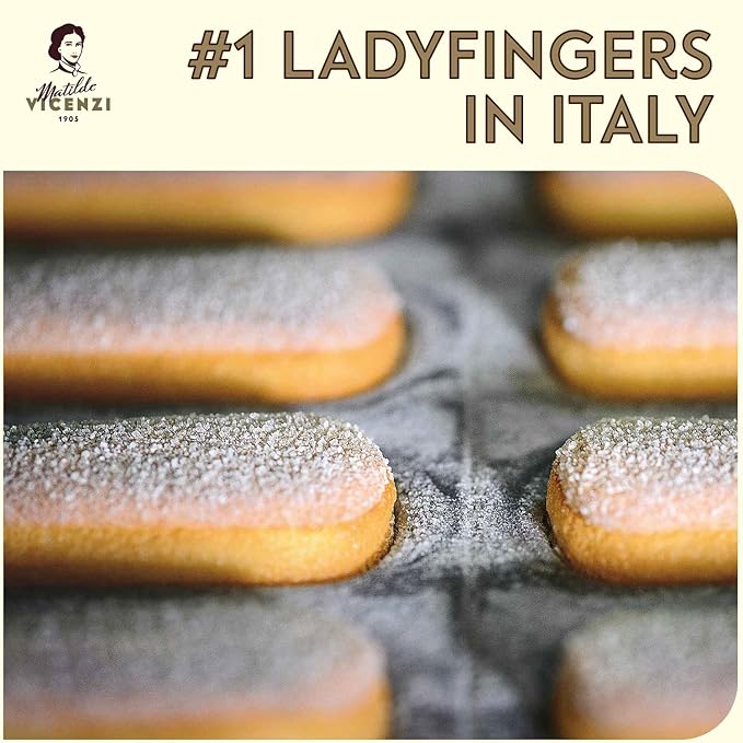 Matilde Vicenzi Vicenzovo Ladyfingers 14.10oz - Classic Italian Biscuits, Ladyfingers Cookies for Tiramisu, Kosher Dairy Cookies, Italian Bakery Dessert Gifts For Special Occasions 7.05 oz (200g), 2Pk