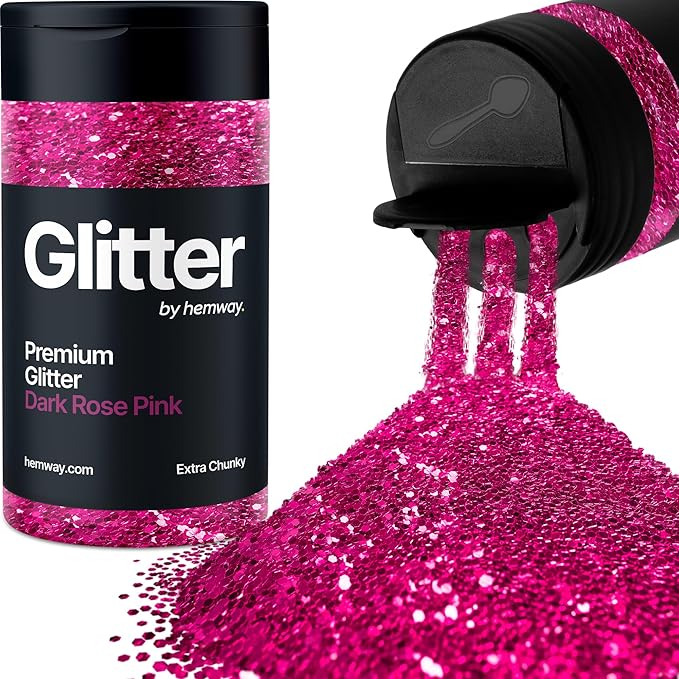 Hemway Premium Glitter Shaker - Dark Rose Pink | 115g Extra Chunky Metallic Flake Sequins for Resin & Epoxy Crafts | Craft Supplies for Tumblers, Festival, Art