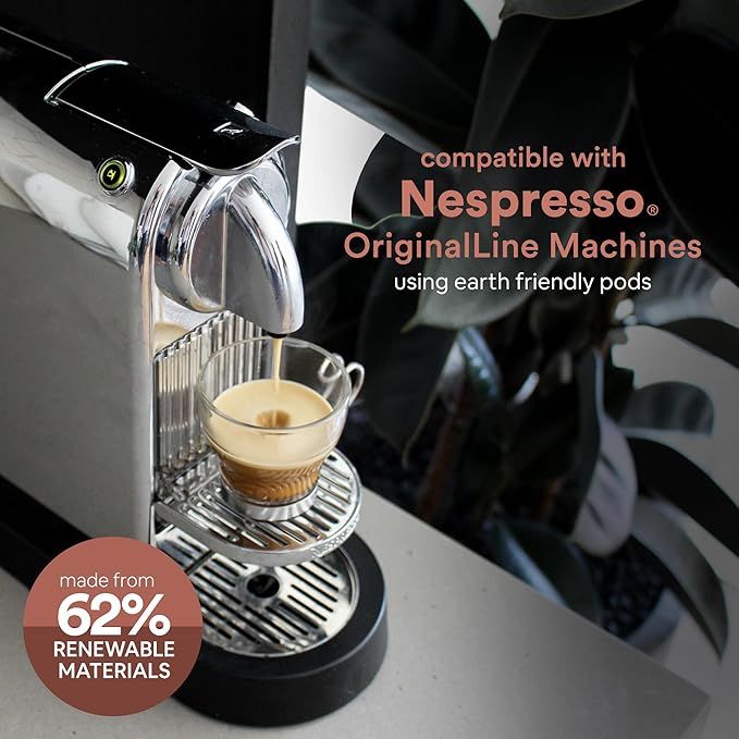 WOKEN COFFEE Compostable Nespresso Pods - Vigoroso Dark Roast Italian Espresso Coffee Capsules Compatible With Nespresso Coffee Machine (100 Pod Count, 10 Boxes)