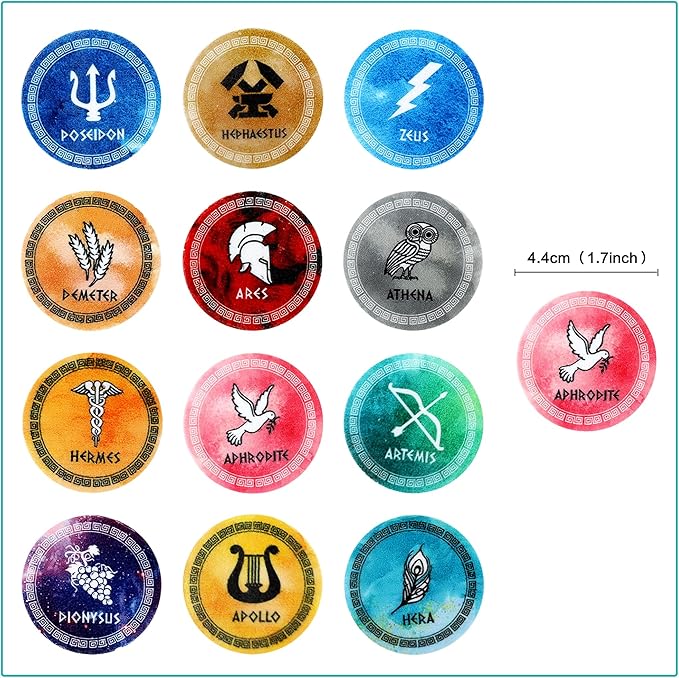 48 Pcs Edible Greek Mythology Cupcake Toppers Wafer Paper Greek Mythology Party Decorations Fit for Drink Topper Greek Gods Birthday, Ancient Greek Party Decor, Percy Jackson Birthday Party Decor