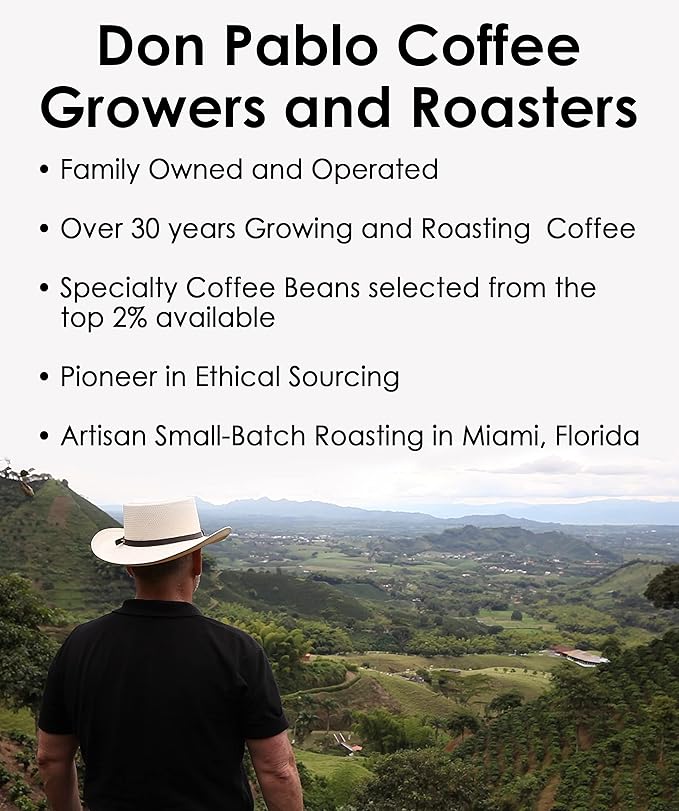 2LB Don Pablo Colombian Decaf Light Roast - Swiss Water Process Decaffeinated - Light Roast Whole Bean Coffee - Low Acidity - 2 Pound (2 lb) Bag