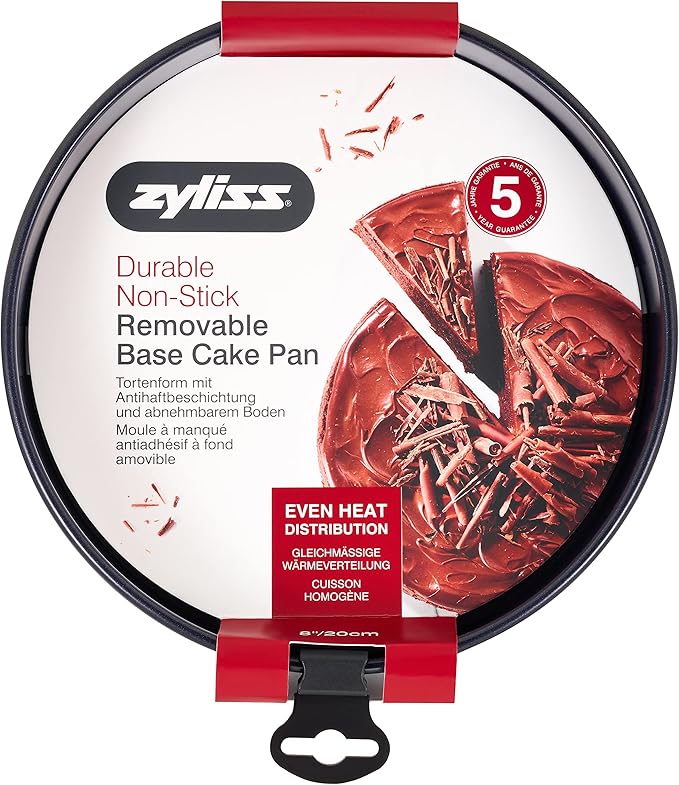 Zyliss E980195 Non-Stick Loose Base Round Sandwich Tin | 20cm/8in | Carbon Steel | Dark Blue | Cake Tin/Baking Tin/Bakeware/Cake Mould | Dishwasher Safe | 5 Year Guarantee