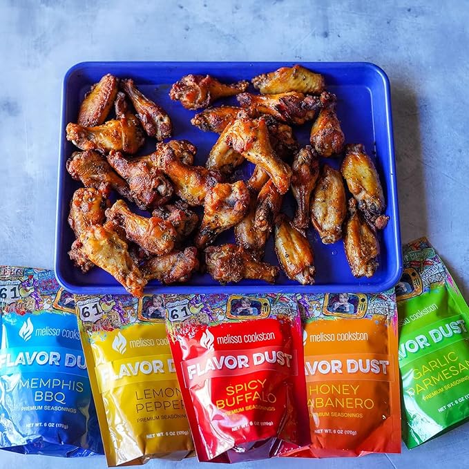 Melissa Cookston Flavor Dust Sampler 5 pk | Chicken Wing Coating & Wing Dust for BBQ and Cooking | Award Winning & Competition Style Barbecue Dry Rub