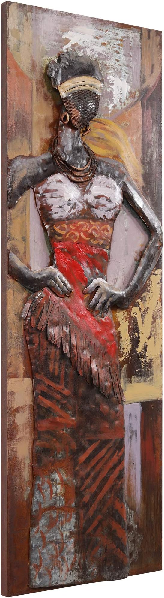 Empire Art Direct Mixed Media Iron Wall Sculpture, Hand Painted Dimensional Metal Wall Art, Ready to Hang, 60" x 20" (Miss-tic)