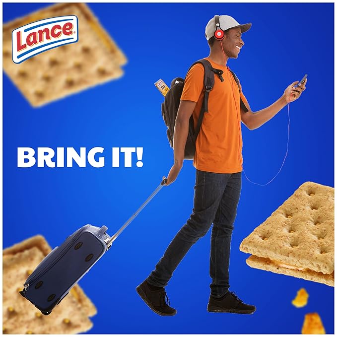 Lance Sandwich Crackers, Made with Whole Grain Crackers, Cheddar Cheese, 10 Packs, 6 Sandwiches Each
