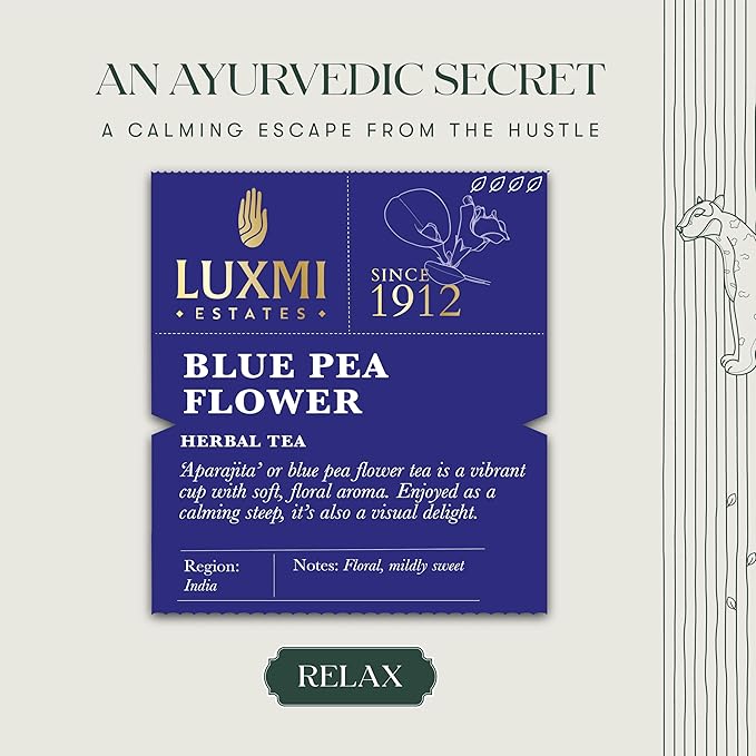 Luxmi Estates - Butterfly Pea Flower Tea - Loose Leaf - 25g (12 Cups) | USDA Certified Organic Blue Tea | Caffeine-Free | Single Ingredient