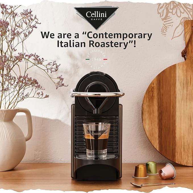 Cellini Caffè Cremoso Aluminum Nespresso Pods, 30 Count, Medium Roast Coffee Capsules, 100% Nespresso Original Machine Compatible