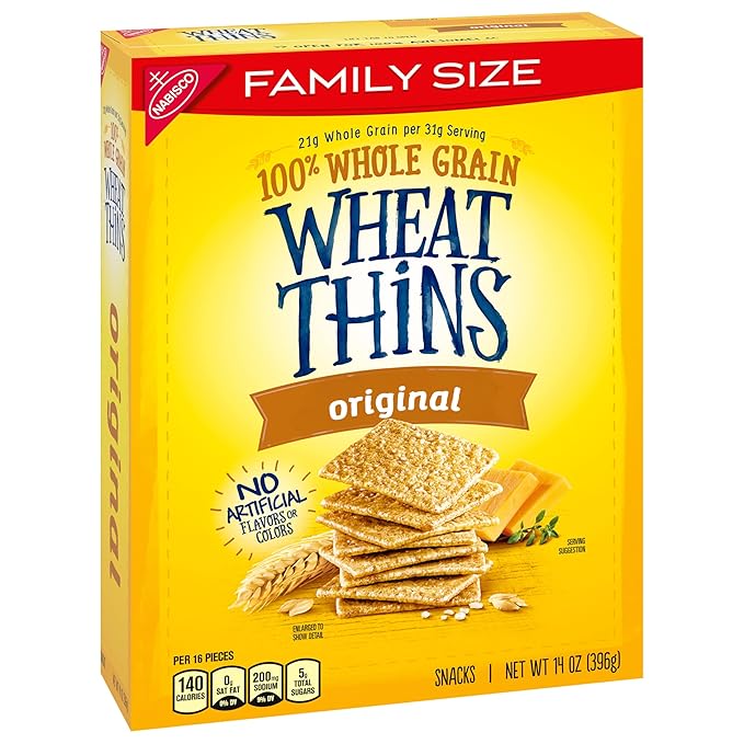 Wheat Thins Original Snacks, Whole Grain Wheat Crackers, Bulk Snack Crackers, Family Size, 6 - 14 oz Boxes