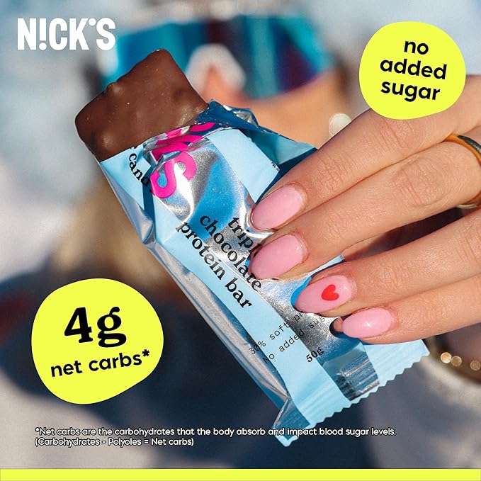 Nick?™s Triple Chocolate Protein Bars ??12-Count Box | High Protein, Low Calories, Low Carbs, Keto Friendly, No Added Sugar