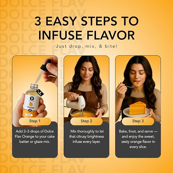 Dolce Flav Natural Orange Extract ??2 Ounce Oil-Soluble Kosher, Sugar-Free, Concentrated Citrus Flavor for Candy, Chocolates & Desserts, Includes Measured Dropper