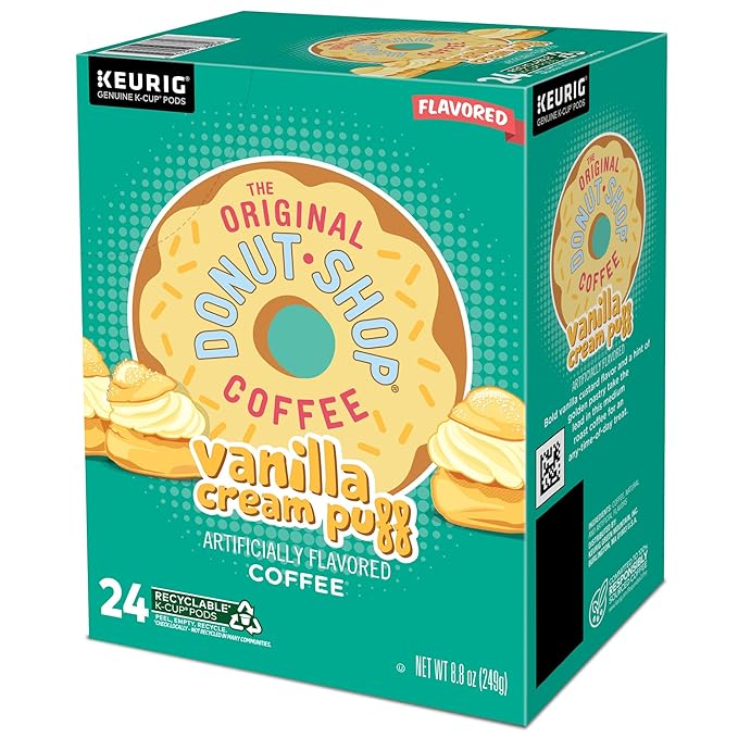 The Original Donut Shop Vanilla Cream Puff Coffee, Keurig Single Serve K-Cup Pods, Medium Roast, 96 Count
