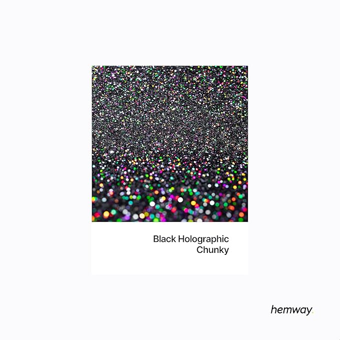 Hemway Premium Glitter Shaker - Black Holographic | 130g Chunky Metallic Flake Sequins for Resin & Epoxy Crafts | Craft Supplies for Tumblers, Festival, Art