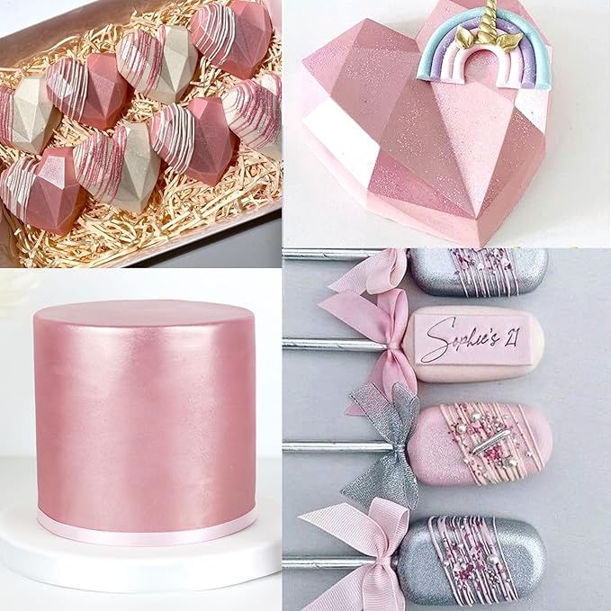 Edible Pink Luster Dust for Cake Decorating ??0.35oz Colaele Gold Shimmering Edible Glitter Dust for Chocolates, Metallic Food Coloring Powder for Edible Glitter for Drinks Cocktails, No Gluten,Vegan