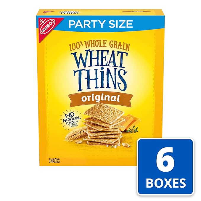 Wheat Thins Original Whole Grain Wheat Crackers, Party Size, 6 - 20 oz Boxes