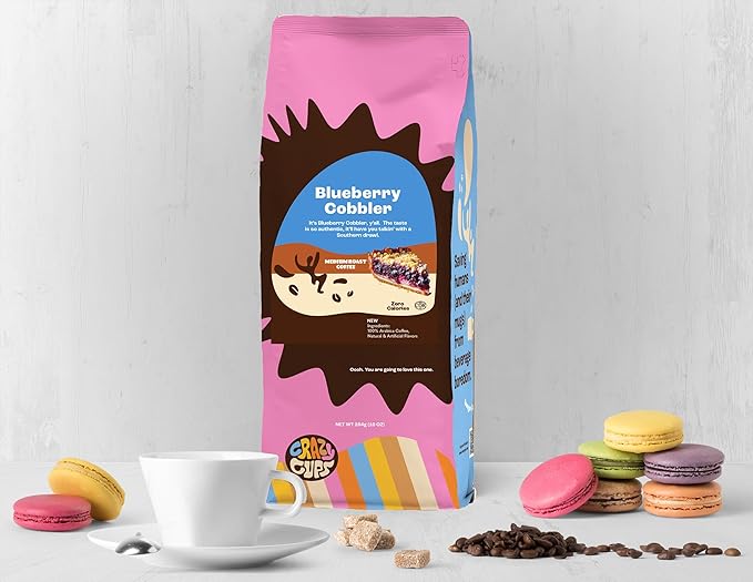 Crazy Cups Flavored Ground Blueberry Coffee, Blueberry Cobbler, For Brewing Flavored Hot or Iced Coffee, 3 Pack