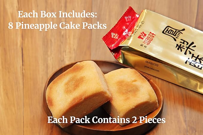 Nourish Xuan Handmade Taiwanese Pineapple Cakes, Fig Newton-Like Shortbread Cookie Bars, 8-Pack (14 oz) ??Gift Treat from Taiwan Since 1950